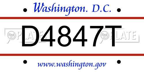 D4847T District Of Columbia License Plate