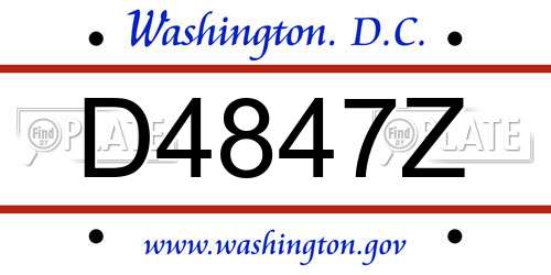D4847Z District Of Columbia License Plate