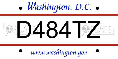 D484TZ District Of Columbia License Plate