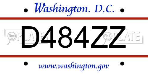 D484ZZ District Of Columbia License Plate