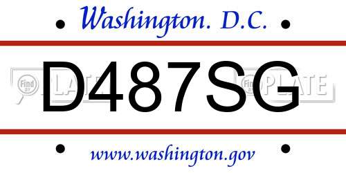 D487SG District Of Columbia License Plate