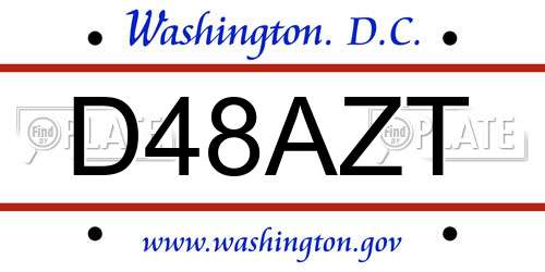 D48AZT District Of Columbia License Plate