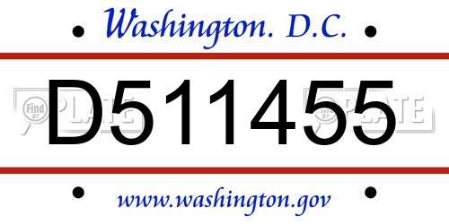 D511455 District Of Columbia License Plate