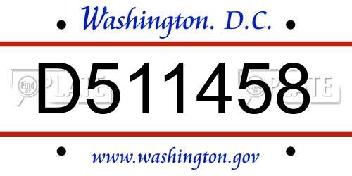 D511458 District Of Columbia License Plate