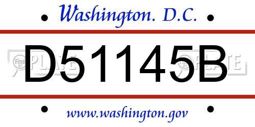 D51145B District Of Columbia License Plate