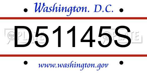 D51145S District Of Columbia License Plate
