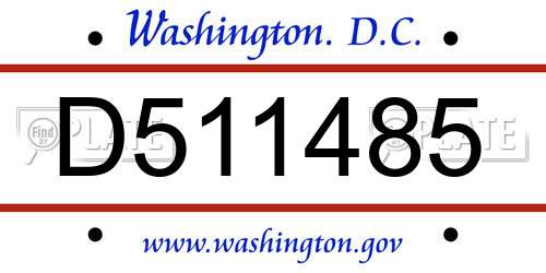 D511485 District Of Columbia License Plate