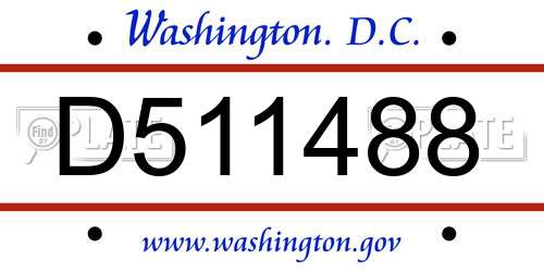 D511488 District Of Columbia License Plate