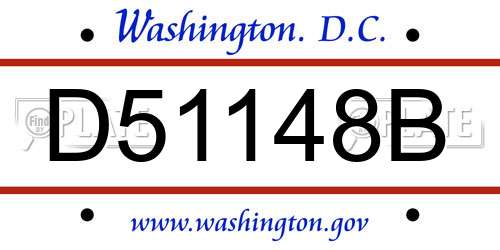D51148B District Of Columbia License Plate