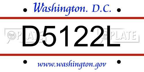 D5122L District Of Columbia License Plate