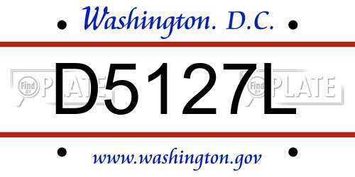 D5127L District Of Columbia License Plate