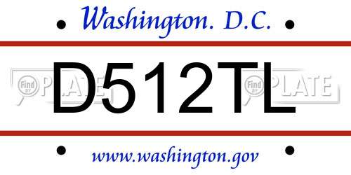D512TL District Of Columbia License Plate
