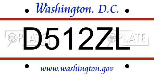 D512ZL District Of Columbia License Plate