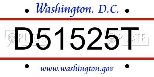 D51525T District Of Columbia License Plate