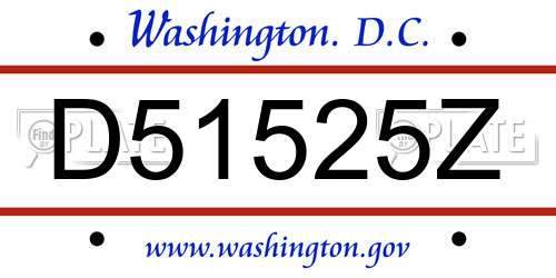 D51525Z District Of Columbia License Plate