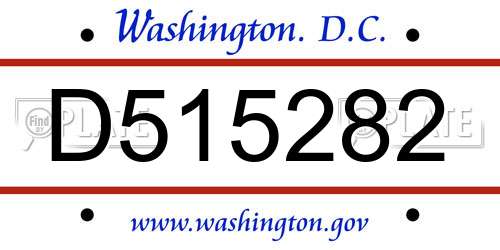 D515282 District Of Columbia License Plate