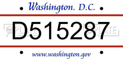D515287 District Of Columbia License Plate