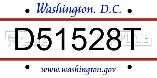 D51528T District Of Columbia License Plate