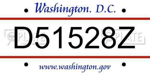 D51528Z District Of Columbia License Plate