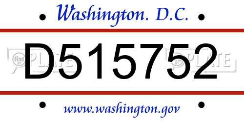 D515752 District Of Columbia License Plate