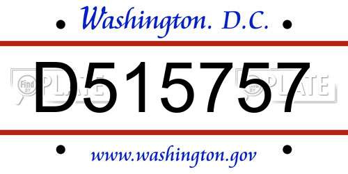 D515757 District Of Columbia License Plate