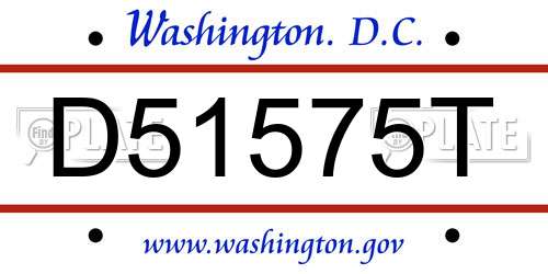 D51575T District Of Columbia License Plate