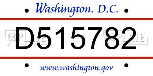 D515782 District Of Columbia License Plate