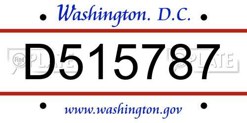 D515787 District Of Columbia License Plate
