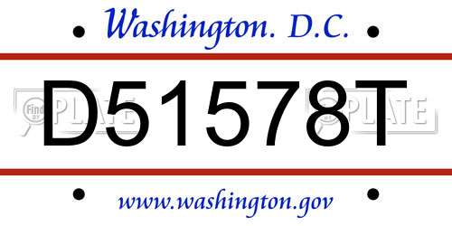 D51578T District Of Columbia License Plate