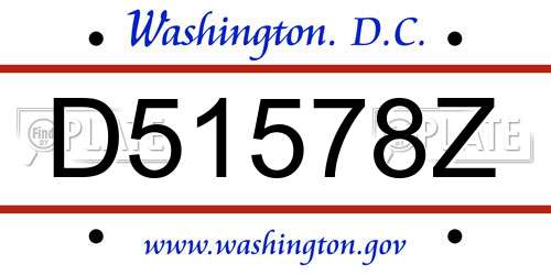 D51578Z District Of Columbia License Plate