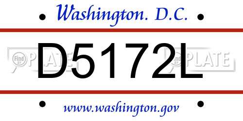 D5172L District Of Columbia License Plate