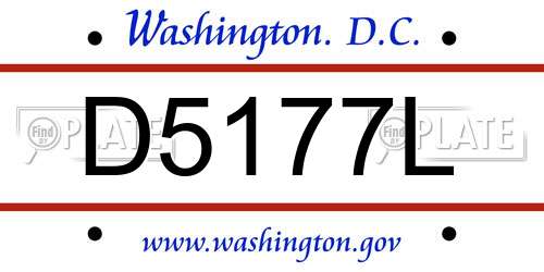 D5177L District Of Columbia License Plate