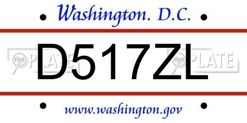 D517ZL District Of Columbia License Plate