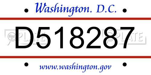 D518287 District Of Columbia License Plate
