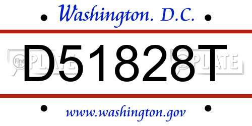D51828T District Of Columbia License Plate