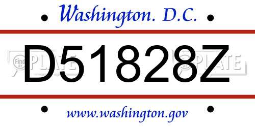D51828Z District Of Columbia License Plate