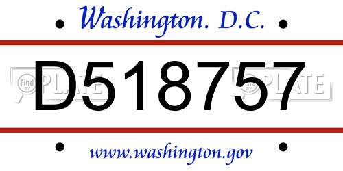 D518757 District Of Columbia License Plate