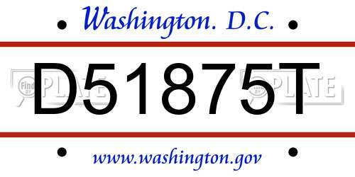 D51875T District Of Columbia License Plate
