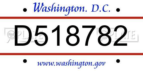 D518782 District Of Columbia License Plate