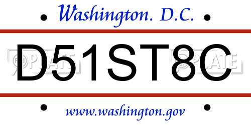 D51ST8C District Of Columbia License Plate