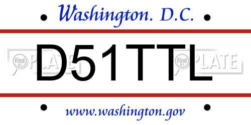 D51TTL District Of Columbia License Plate