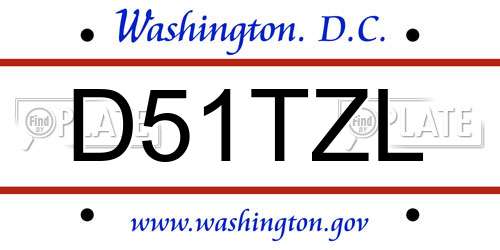 D51TZL District Of Columbia License Plate