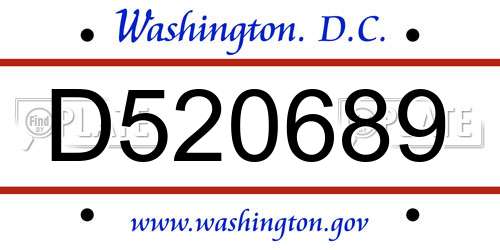 D520689 District Of Columbia License Plate