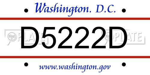 D5222D District Of Columbia License Plate