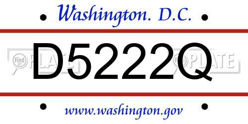 D5222Q District Of Columbia License Plate