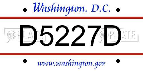 D5227D District Of Columbia License Plate