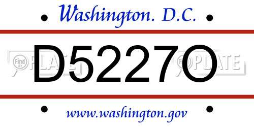 D5227O District Of Columbia License Plate