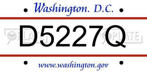 D5227Q District Of Columbia License Plate