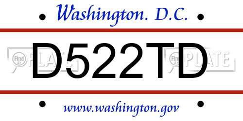 D522TD District Of Columbia License Plate