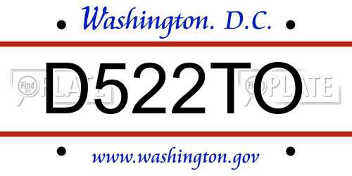 D522TO District Of Columbia License Plate
